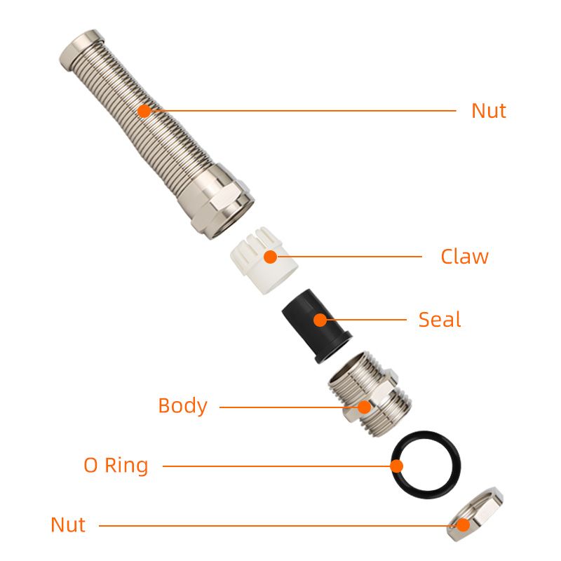 Anti bending brass cable gland 丨 PG-R types 丨 IP66 IP68 丨 Stress relief 丨 Wire clamp