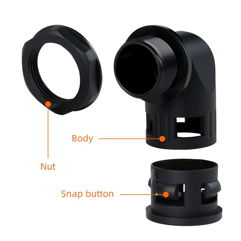 Nylon conduit connector 丨 SM-W series right angle connector 90 丨 IP65 丨 customization